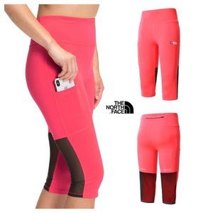 NWT $85 THE NORTH FACE Women M Capri Leggings Tights Running Gym Yoga NEON PINK